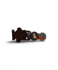 Geometric Pattern Dog Collar with Adjustable Strap and Brown Buckle | Colorful Durable Collar for Small to Medium Pets